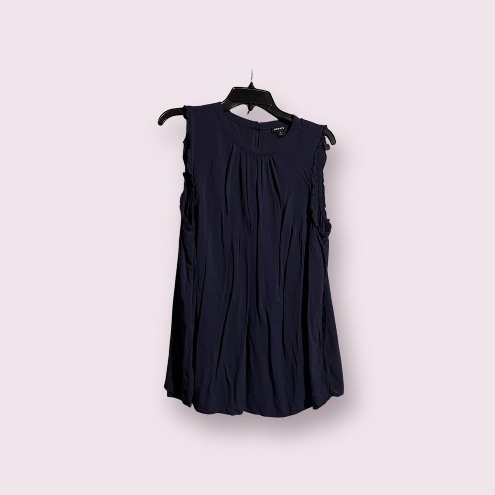 Torrid Women’s Ruffled Sleeveless Blouse Size 1 Navy Blue
